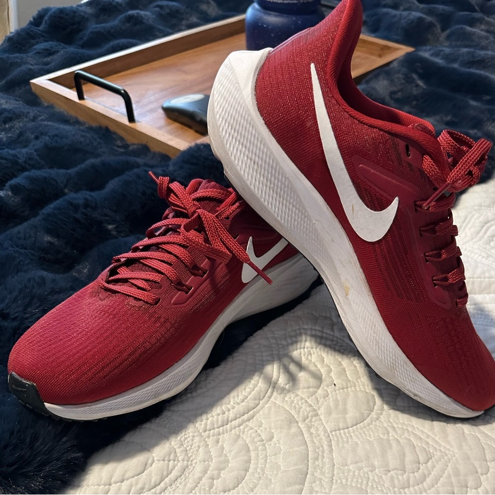 Nike Women's Red Running Sneakers with White Swoosh